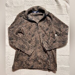 Land’s End Leopard Print Fleece Quart Zip Pullover